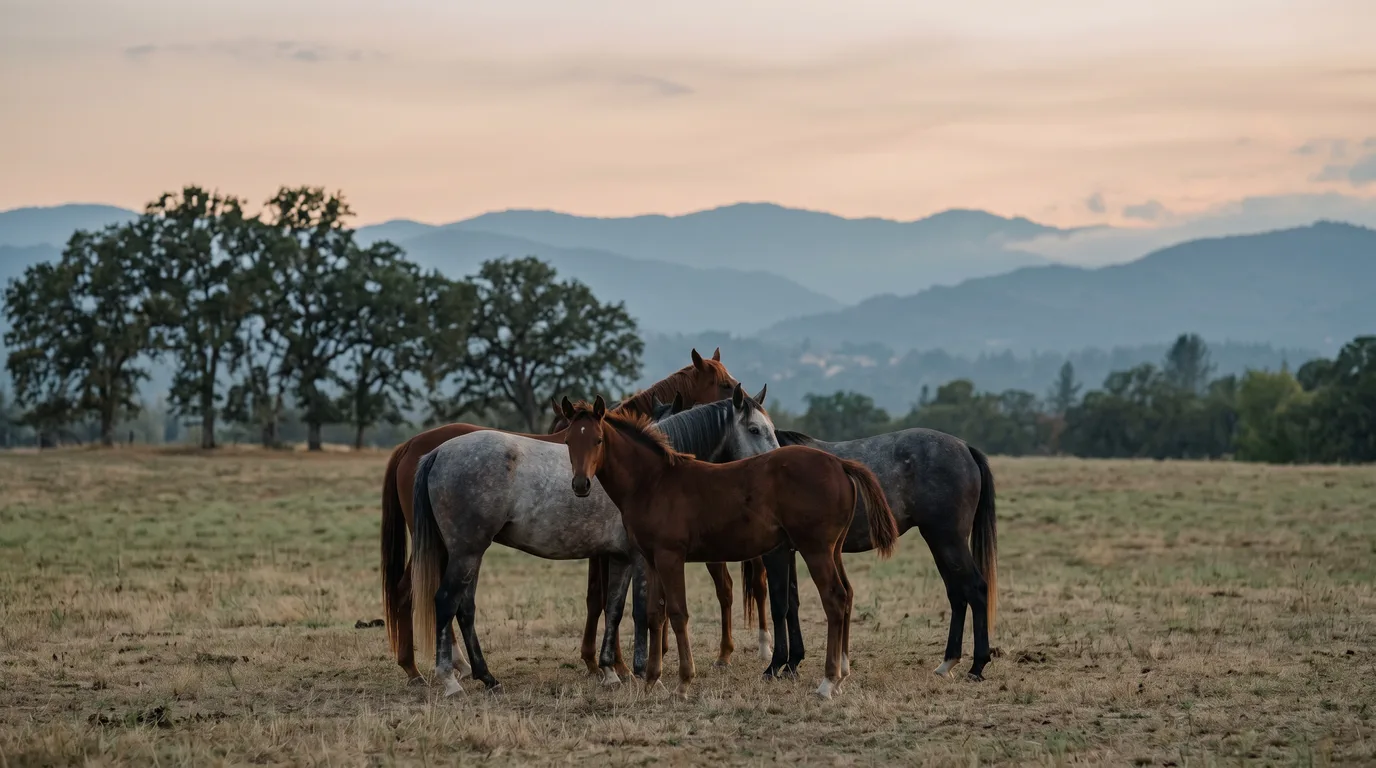 Chevaux en liberté, Écuries de la Croix d'Or, Drôme